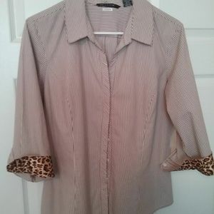 Zac & Rachel woven brown/ivory stripe shirt XL